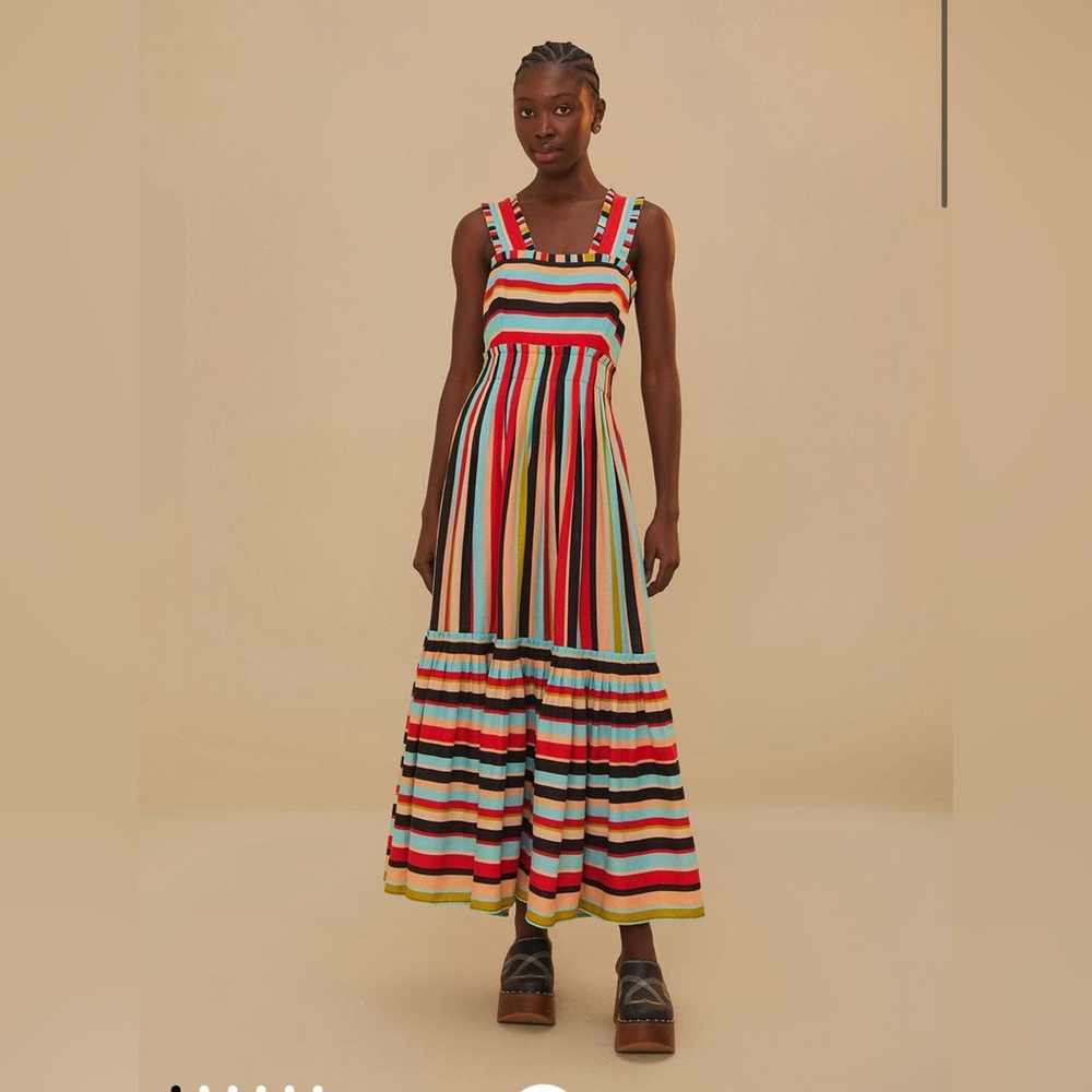 FARM Rio Multicolor Striped Maxi Dress
